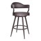 Armen Living Justin 30" Bar Height Swivel Vintage Brown Faux Leather Bar Stool with Brown Metal Legs LCJTBABRBR30 - alternate 1